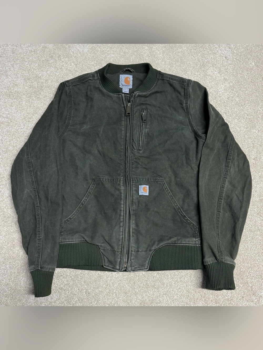 Carhartt Canvas Rugged Flex Jacket Womens XS Work Casual Green Lined 102524
